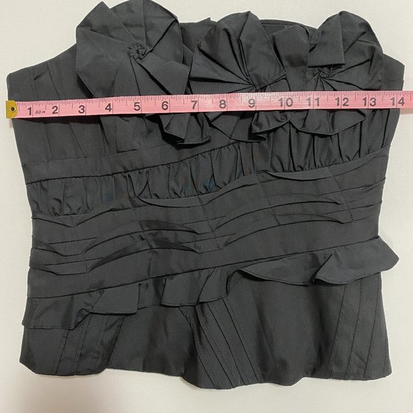 BCBGMAXAZRIA Black Corset/Tube Top w/ Taffeta Flower Detail XXS NWT - Picture 6 of 10